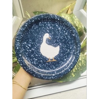 Đĩa quả hồng và đĩa vịt men đá