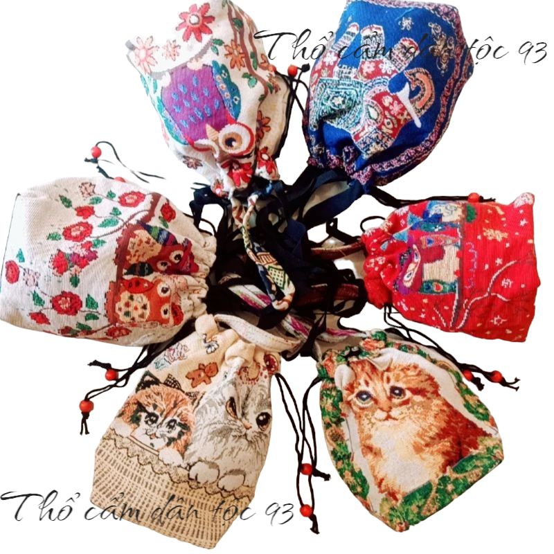 Túi rút  đeo chéo thổ cẩm  mini size 20cm