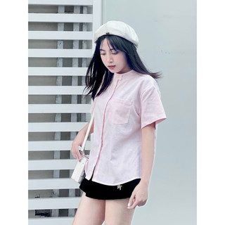 Áo sơ mi cổ tàu chất linen