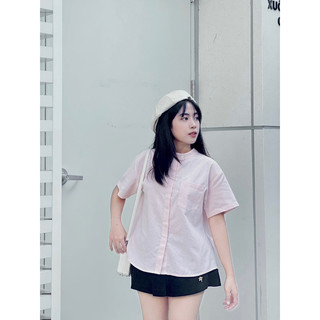 Áo sơ mi cổ tàu chất linen