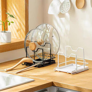 Giá đồ nhà bếp Kệ đựng chén bát Giá Đỡ Thớt Và Nắp Nồi Giá úp chén bát ráo nước đa năng trắng