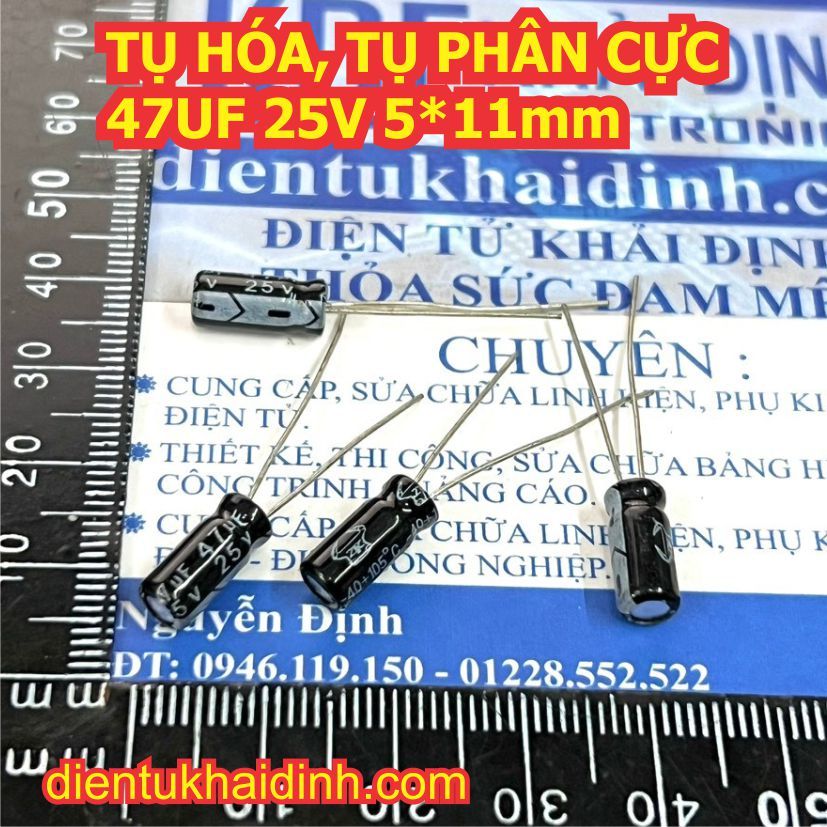 TỤ HÓA, TỤ PHÂN CỰC 47uf 25V (50 tụ) KDE1794