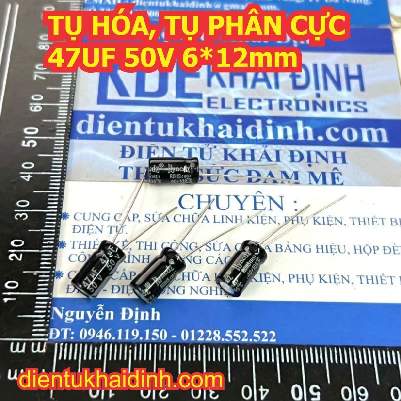 TỤ HÓA, TỤ PHÂN CỰC 47uf 50V (50 tụ) KDE1793