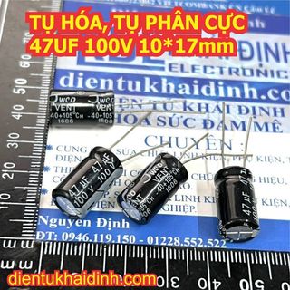 [Mã ELFLASH3 hoàn 10K xu đơn 20K] gói 10 con TỤ HÓA, TỤ PHÂN CỰC 47UF 100V 10*16 kde2912