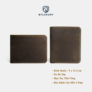 Ví Nam BATEN Da Sáp Ngựa Điên Nhập Khẩu Cao Cấp, May Tay Thủ Công, Ví Da Nam Thương Hiệu BTLUXURY
