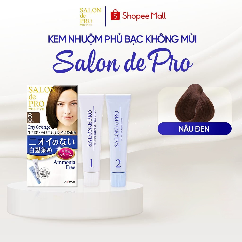 Kem nhuộm tóc phủ bạc cao cấp SALON de PRO - Màu 6-CN6 Nâu đen Chính hãng Nhật Bản, không mùi