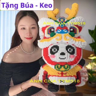 Xếp hình gấu trúc đầu lân cỡ lớn size to 60cm đồ chơi xếp hình nano 3d cho bé chuẩn mẫu