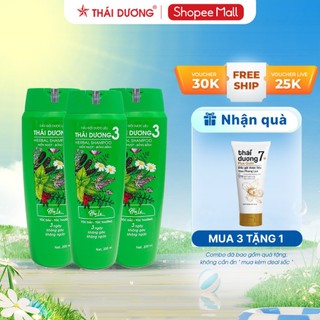 Combo 3 chai dầu gội Thái Dương 3 hoa lá 200mlcho tóc rụng ,, tóc thườnng  tặng 1tuýp Dầu gội Thái Dương 7 plus 50ml