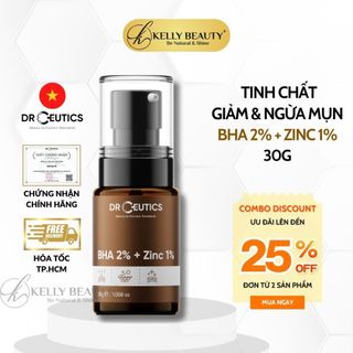 Serum Mụn DrCeutics BHA 2% + ZinC 1% - Cải Thiện và Ngừa Mụn; Thoáng Lỗ Chân Lông | Kelly Beauty