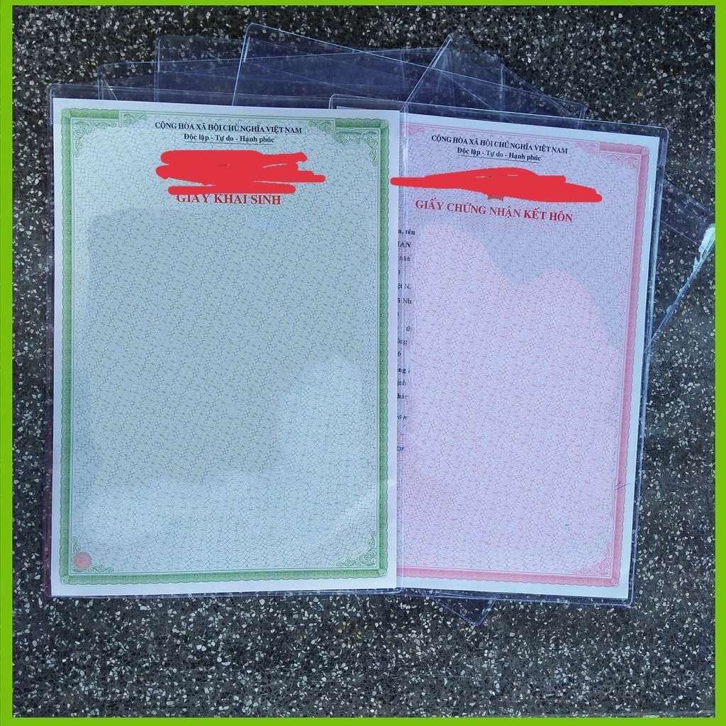 BAO ĐỰNG GIẤY ĐĂNG KÝ KẾT HÔN VÀ GIẤY TỜ KHỔ A4 - SÉT 5 CÁI