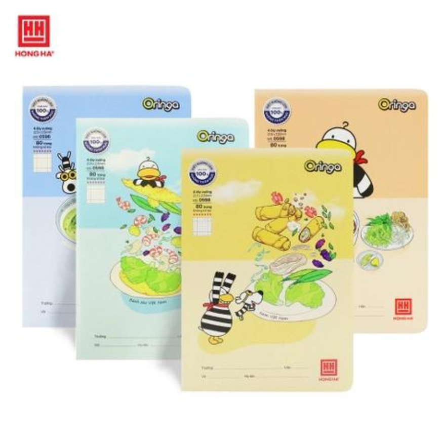 Combo 5 quyển vở 4 ô ly 80 trang Hồng Hà - Vở School Oringa 0598
