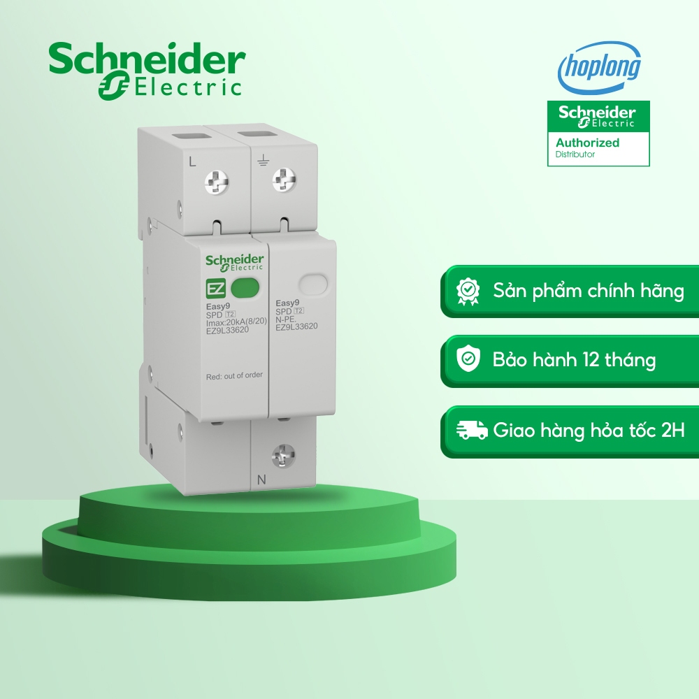 Thiết bị chống sét lan truyền SPD 1P+N EZ9L33620 dòng cắt 20kA (Type 2) Easy9 Schneider | CB chống s