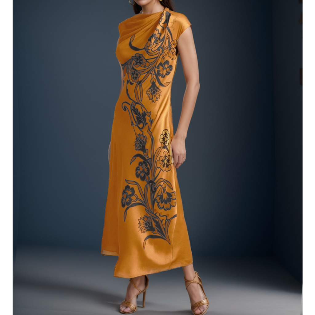 ĐẦM MIDI T3D SLIP DRAPED NECK