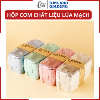 Hộp cơm lúa mạch 3 tầng ☘️dung tích 750ml☘️hộp cơm lúa mạch an toàn tiện ích