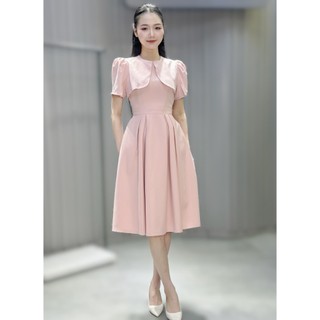 Đầm Nữ 𝐂𝐂𝐇𝐀𝐓 Dáng Xòe Linzy Nhún Vai Bồng Chất Liệu Tuytsi Mango Cao Cấp Sang Trọng 14VNS2010XT