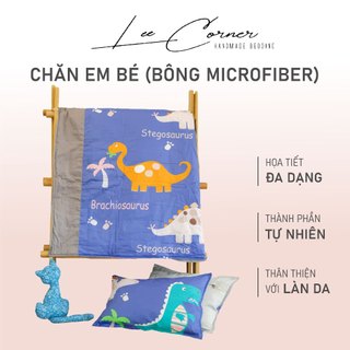 Chăn em bé, chăn cho bé đi học lee corner cao cấp, vải thô lụa hàn 100% cotton, chăn trẻ em