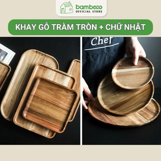 Khay Gỗ Keo Cách Nhiệt Việt Nam Xuất Khẩu BAMBOOO ECO Đựng Bộ Ấm Trà, Để Hoa Quả Đồ Ăn Ở Phòng Khách Phòng Bếp Bàn Làm V