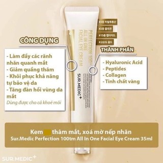Kem mắt Sur.Medic+ Perfection 100tm SurMedic All In One Facial Eye Cream Giảm Thâm Mắt Xoá Mờ Nếp Nhăn Trắng Sáng - 35ml