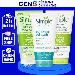 Sửa Rửa Mặt Simple CHÍNH HÃNG cho Da Nhạy Cảm Dầu Mụn Srm Sữa Rửa Mặt Simple Da Khô GENB