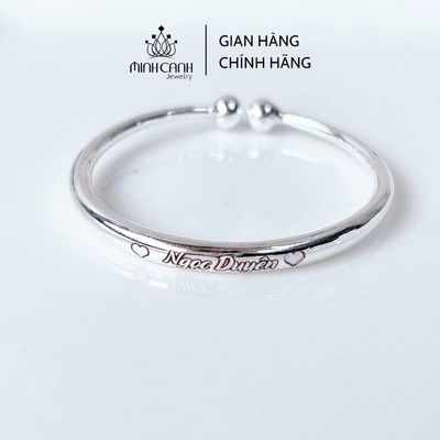 Kiềng Bạc Trơn Tròn 2 Đầu Khắc Tên Cho Bé - Minh Canh Jewelry