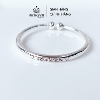 Kiềng Bạc Trơn Tròn 2 Đầu Khắc Tên Cho Bé - Minh Canh Jewelry