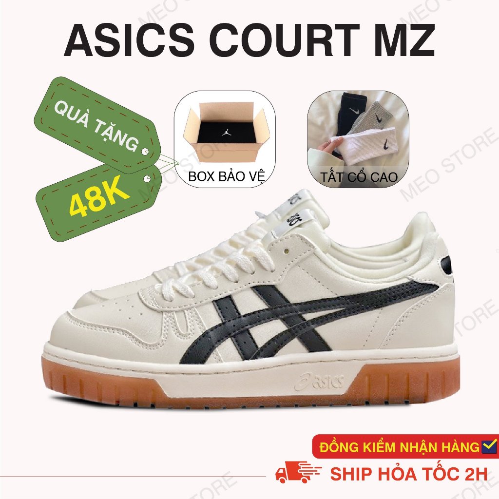 Giày Asics, giày thể thao Asics Court MZ nam nữ bản Trung cao cấp full phụ kiện tặng tất cổ cao kèm 
