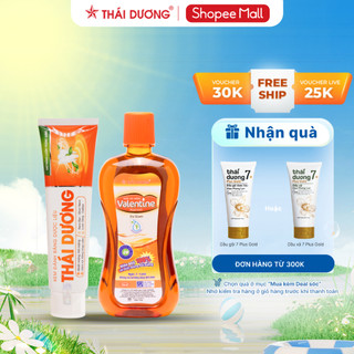 Bộ chăm sóc răng miệng toàn diện - Kem đánh răng Thái Dương 150g & Nước súc miệng Valentine 500ml