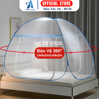 Mùng Màn Chụp Tự Bung Cao Cấp Siêu Dày Đỉnh Hẹp Ánh Sao Chống Muỗi Dễ Gấp Gọn KT 1m6x2m/1m8x2m