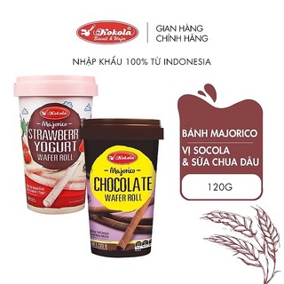 Bánh quế chocolate, dâu Kokola Majorico ly 120g nhập khẩu Indonesia