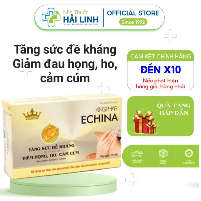 Viên uống tăng đề kháng Echina Kingphar ⚡ Tặng quà ⚡ Hộp 30 viên Giúp giảm cảm cúm, ho kéo dài