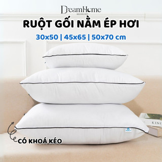 Ruột gối 50x70 45x65 30x50 không xẹp cao cấp (1 cái), lõi gối đầu có khóa kéo chỉnh độ cao, hút chân không - DREAMHOME