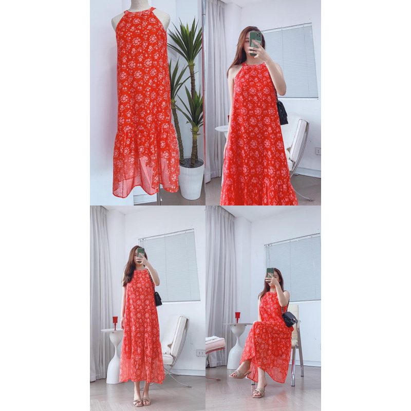 [V311] Váy yếm tơ hoa đuôi cáo