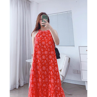 [V311] Váy yếm tơ hoa đuôi cáo