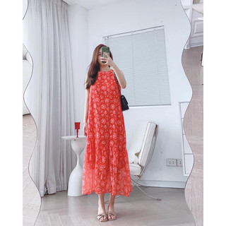 [V311] Váy yếm tơ hoa đuôi cáo