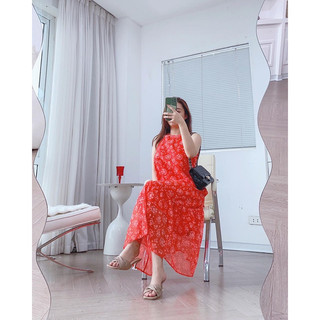 [V311] Váy yếm tơ hoa đuôi cáo