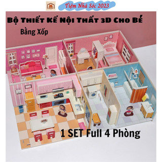 Đồ Chơi Xếp Hình Lắp Ráp 3D Thiết Kế FULL Nội Thất Ngôi Nhà Set 4 Phòng Cho Bé Tiệm Nhà Sóc