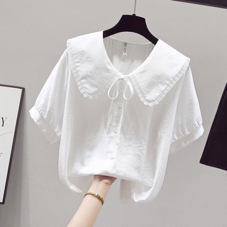 Sơ Mi Ly Cổ búp bê 4 màu ngắn tay Loại Đẹp Áo tay ngắn Phòng Cách mới xếp li cổ thắt dây nơ công sở mùa hè SM02