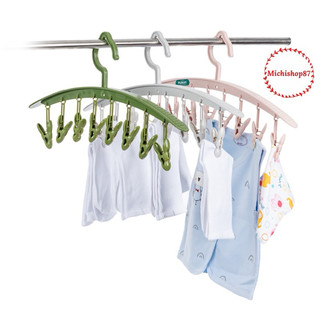 Móc phơi tất, kẹp phơi đồ lót, móc treo 8 kẹp chống bay hokori nhựa việt nhật mẫu mới