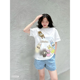 Áo phông trắng 7 thỏ labubu nữ