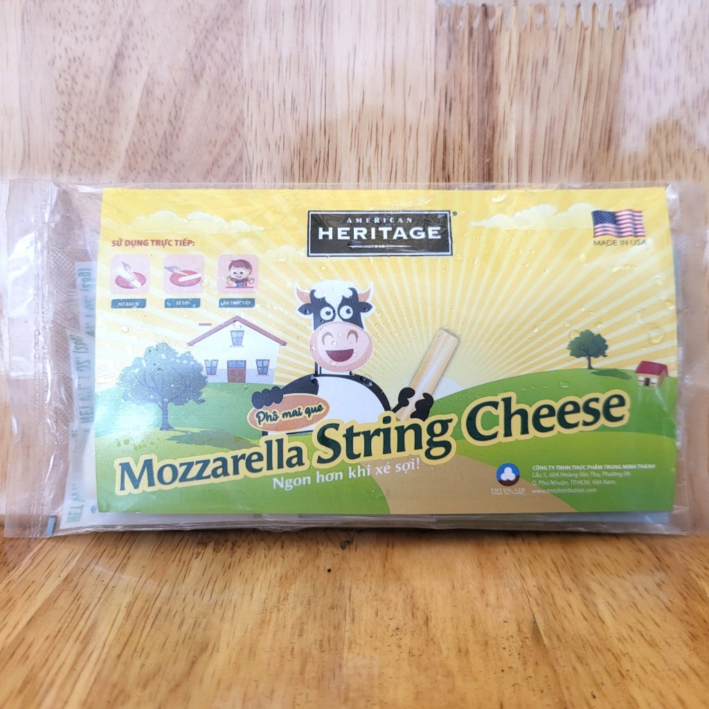 HERITAGE [gói nhỏ 84g / 3 que] PHÔ MAI QUE [USA] Mozzarella String Cheese (bqm)
