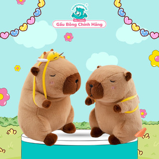 Gấu bông capybara Gấu Bông Online thú nhồi bông chuột lang capybara đeo túi ong cao cấp mềm mịn