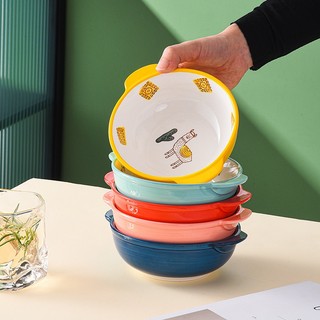 Bát ăn dặm cho bé hình họa tiết 2 quai, bát gốm sứ ăn dặm kiểu nhật_Kids Shop