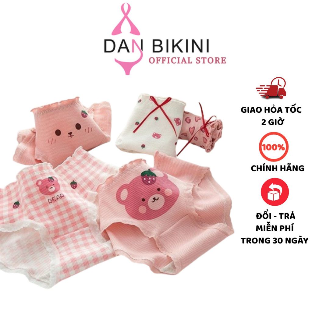 Quần Lót Nữ Cotton DANBIKINI Cao Cấp Mềm Mại Tông Hồng Họa Tiết Cute Gấu Đáng Yêu Thoáng Mát MÃ 1919
