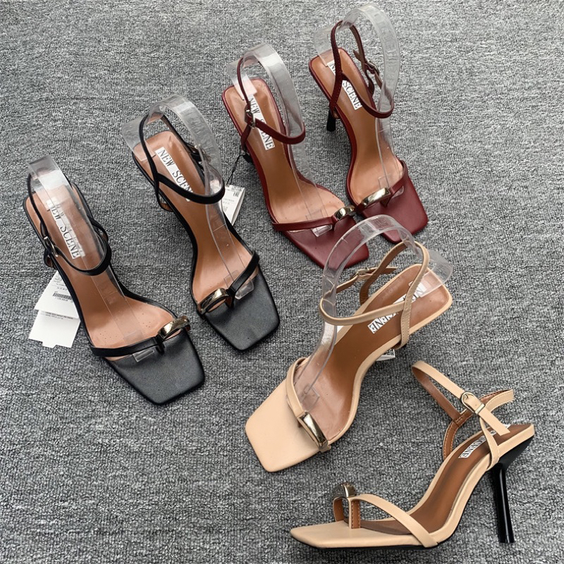 Order Xuất Dư Zara Sandal Cao Gót 9cm Da Trơn Lỳ Xỏ Ngón Sang Trọng