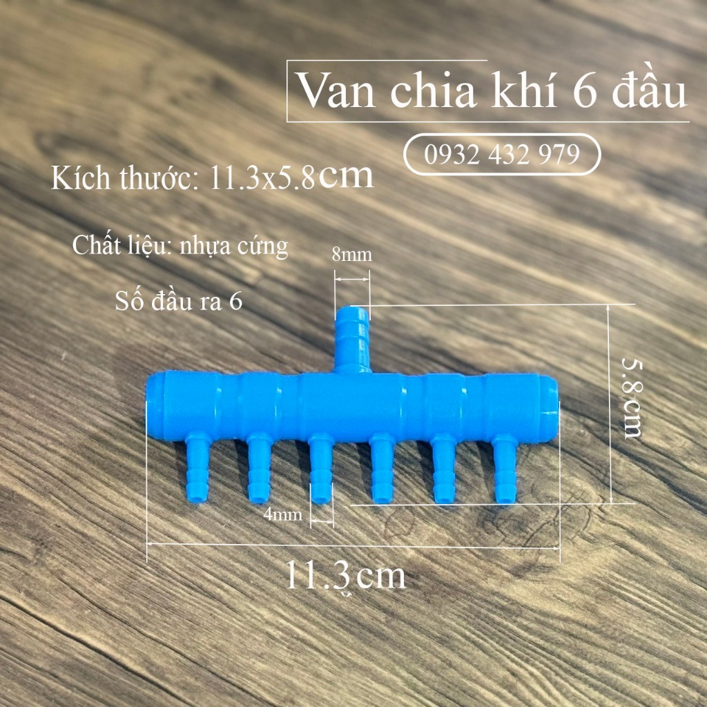 Van chia oxy bể cá 4,6,8,10 đầu, đầu chia khí máy sủi oxy bể cá nhựa cứng - màu xanh