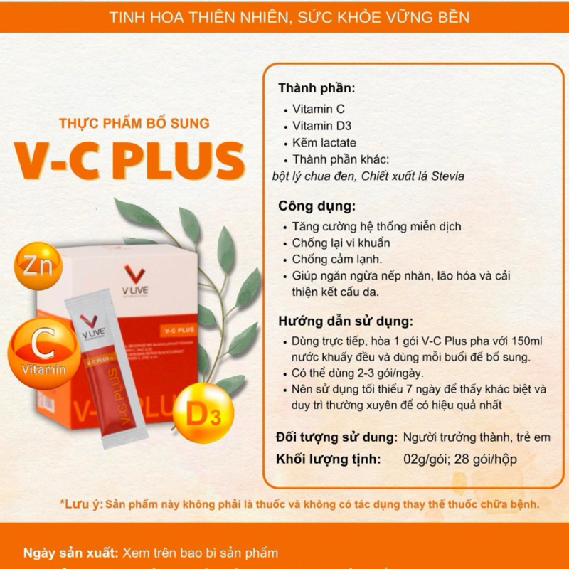 V-C Plus Sản phẩm bổ sung dưỡng chất, tăng cường hệ miễn dịch, phòng ngừa loãng xương, thiếu máu