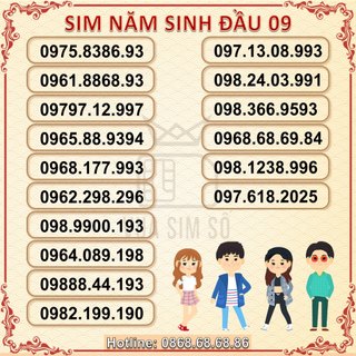 Sim Số Đẹp Sim Năm Sinh Đầu 09, Sim Viettel Trả Trước, Hỗ Trợ Đăng Ký Chính Chủ Khi Nhận Sim