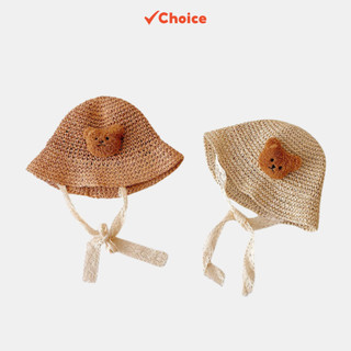 Mũ cói Choice Việt Nam HTH38 hình gấu thắt nơ ren đáng yêu cho bé gái