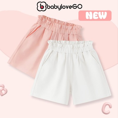 Quần đùi bé gái BabyloveGO mẫu mới 2026 quần short cho bé cạp chun co giãn chất kaki mềm mịn thoáng mát QT006