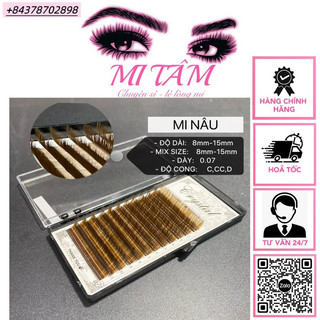 Mi nâu 0.07 cong c ,cc,d .đủ size _ dụng cụ nối mi _ phụ liệu nối mi mi tâm